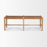Shane Brown Wood w/ Woven Brown Leather Bench from Mercana - Luna Furniture