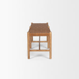 Shane Brown Wood w/ Woven Brown Leather Bench from Mercana - Luna Furniture