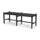 Shane Black Wood w/ Woven Black Leather Bench from Mercana - Luna Furniture