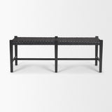 Shane Black Wood w/ Woven Black Leather Bench from Mercana - Luna Furniture