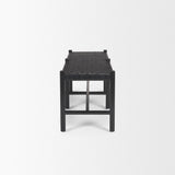 Shane Black Wood w/ Woven Black Leather Bench from Mercana - Luna Furniture