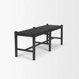 Shane Black Wood w/ Woven Black Leather Bench from Mercana - Luna Furniture