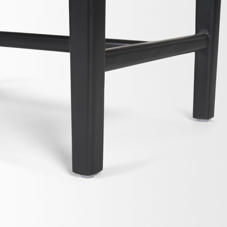 Shane Black Wood w/ Woven Black Leather Bench from Mercana - Luna Furniture