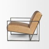 Stratton Gunmetal w/ Genuine Brown Leather Upholstered Accent Chair from Mercana - Luna Furniture