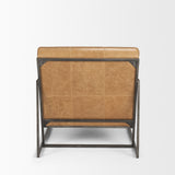 Stratton Gunmetal w/ Genuine Brown Leather Upholstered Accent Chair from Mercana - Luna Furniture