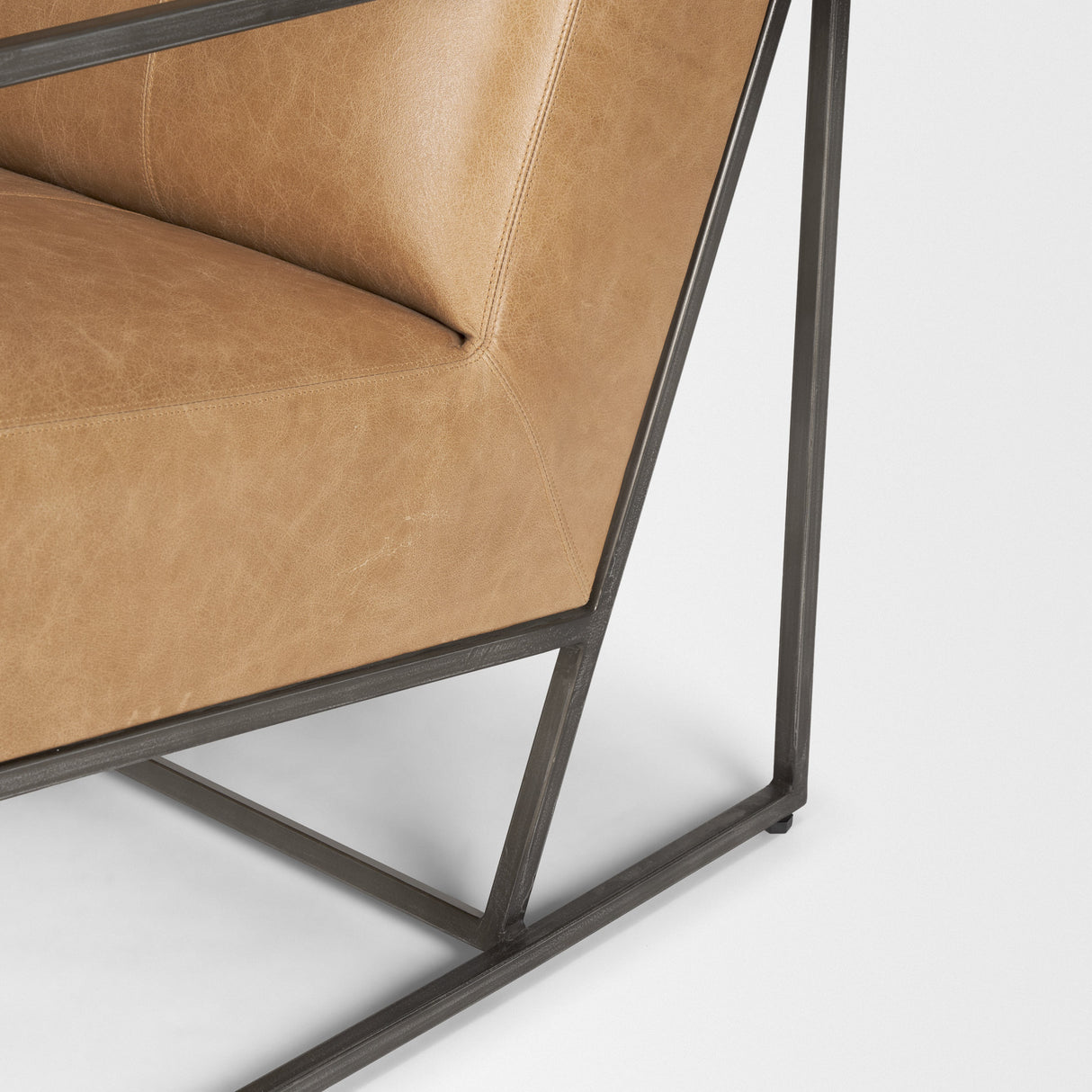 Stratton Gunmetal w/ Genuine Brown Leather Upholstered Accent Chair from Mercana - Luna Furniture