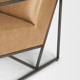 Stratton Gunmetal w/ Genuine Brown Leather Upholstered Accent Chair from Mercana - Luna Furniture