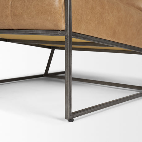 Stratton Gunmetal w/ Genuine Brown Leather Upholstered Accent Chair from Mercana - Luna Furniture