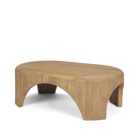 Shima Oval Light Brown Wood w/ Arched Legs Coffee Table from Mercana - Luna Furniture