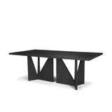Tarro 84" Rectangular Textured Black Wood w/ Geometrical Base Dining Table from Mercana - Luna Furniture