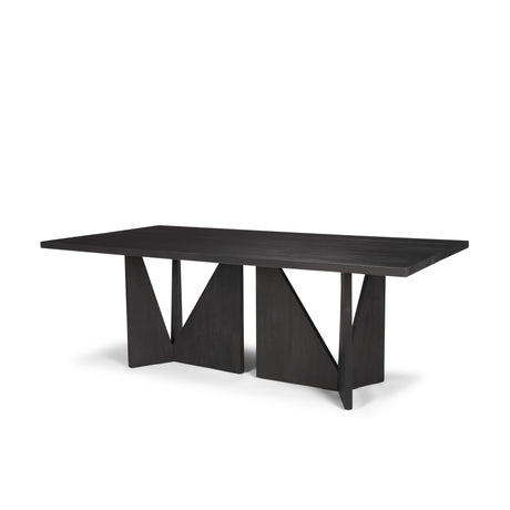 Tarro 84" Rectangular Textured Black Wood w/ Geometrical Base Dining Table from Mercana - Luna Furniture