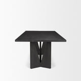 Tarro 84" Rectangular Textured Black Wood w/ Geometrical Base Dining Table from Mercana - Luna Furniture