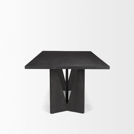 Tarro 84" Rectangular Textured Black Wood w/ Geometrical Base Dining Table from Mercana - Luna Furniture