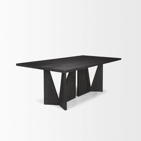 Tarro 84" Rectangular Textured Black Wood w/ Geometrical Base Dining Table from Mercana - Luna Furniture