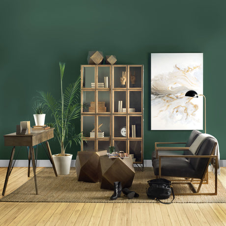 Pandora I 74" H Brown Wood and Metal Glass Door Display Cabinet from Mercana - Luna Furniture