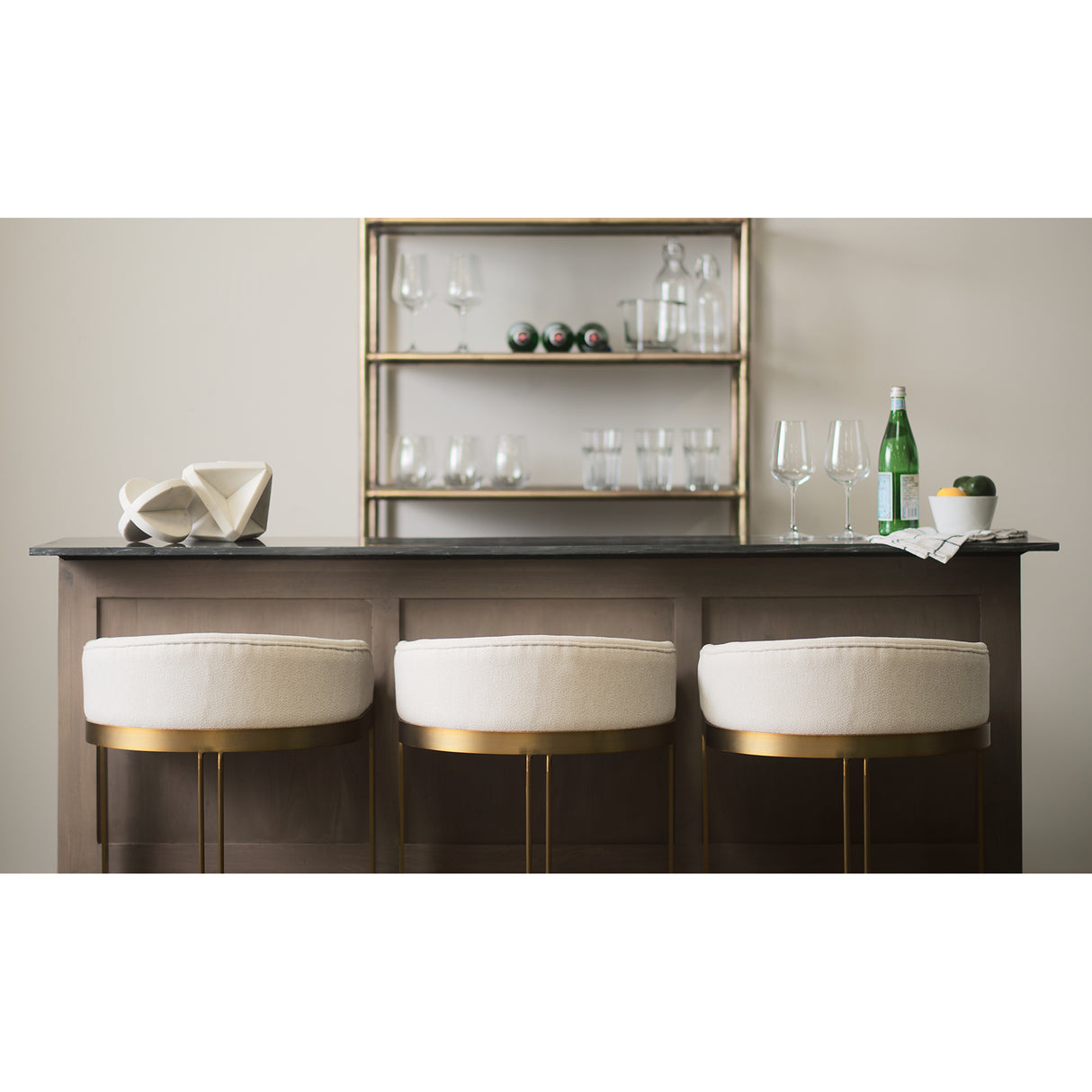 Hollyfield II Cream Fabric Seat W/ Gold Metal Base Bar Stool from Mercana - Luna Furniture