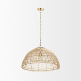Thad 1-Light Natural Woven Rattan Dome Pendant from Mercana - Luna Furniture