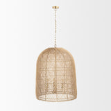 Thad 4-Light Natural Woven Rattan Foyer Chandelier from Mercana - Luna Furniture