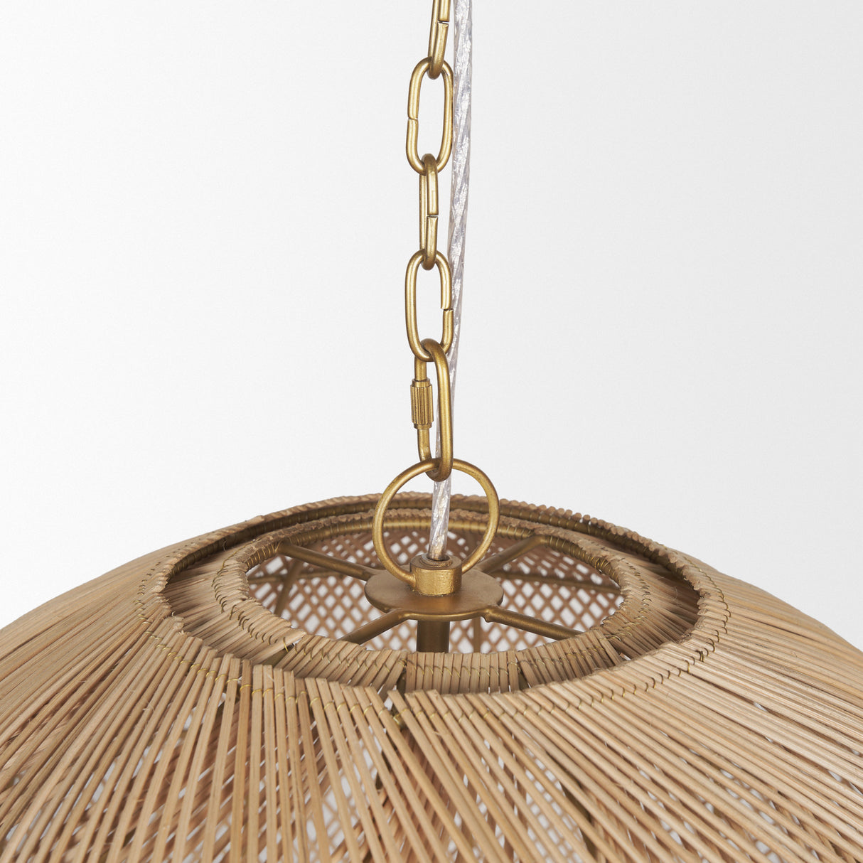 Thad 4-Light Natural Woven Rattan Foyer Chandelier from Mercana - Luna Furniture