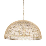 Thad 4-Light Natural Woven Rattan Dome Chandelier from Mercana - Luna Furniture