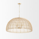 Thad 4-Light Natural Woven Rattan Dome Chandelier from Mercana - Luna Furniture