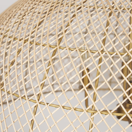 Thad 4-Light Natural Woven Rattan Dome Chandelier from Mercana - Luna Furniture