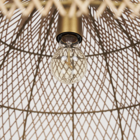 Thad 1-Light Natural Woven Rattan Dome Pendant from Mercana - Luna Furniture