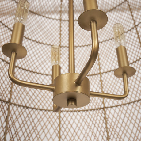 Thad 4-Light Natural Woven Rattan Foyer Chandelier from Mercana - Luna Furniture