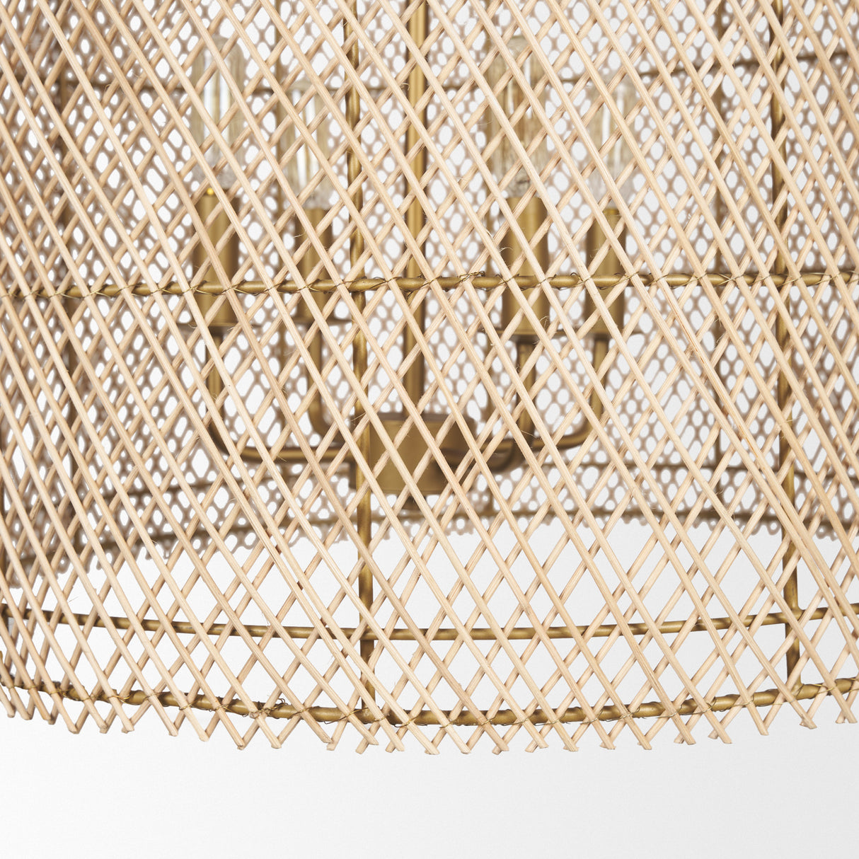 Thad 4-Light Natural Woven Rattan Foyer Chandelier from Mercana - Luna Furniture