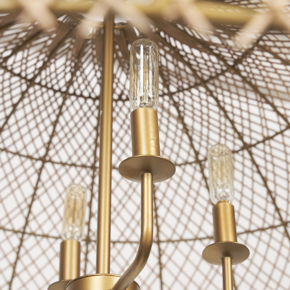 Thad 4-Light Natural Woven Rattan Dome Chandelier from Mercana - Luna Furniture