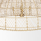 Thad 4-Light Natural Woven Rattan Dome Chandelier from Mercana - Luna Furniture