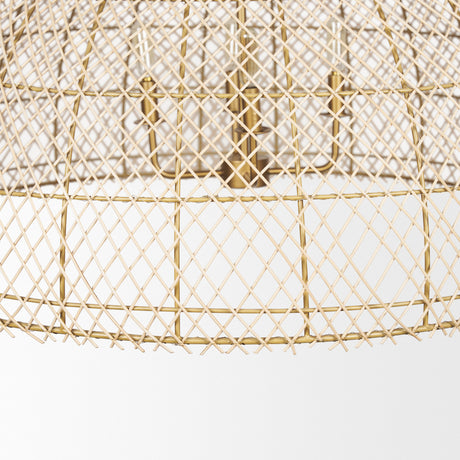Thad 4-Light Natural Woven Rattan Dome Chandelier from Mercana - Luna Furniture
