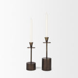 Petria Antiqued Gold Textured Metal Taper Candle Holders from Mercana - Luna Furniture