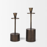 Petria Antiqued Gold Textured Metal Taper Candle Holders from Mercana - Luna Furniture