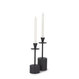 Petria Matte Black Textured Metal Taper Candle Holders from Mercana - Luna Furniture