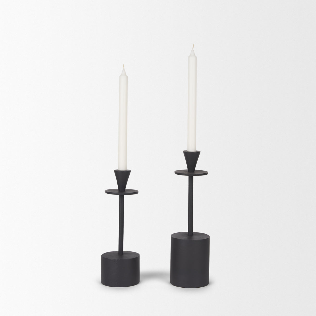 Petria Matte Black Textured Metal Taper Candle Holders from Mercana - Luna Furniture