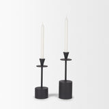 Petria Matte Black Textured Metal Taper Candle Holders from Mercana - Luna Furniture