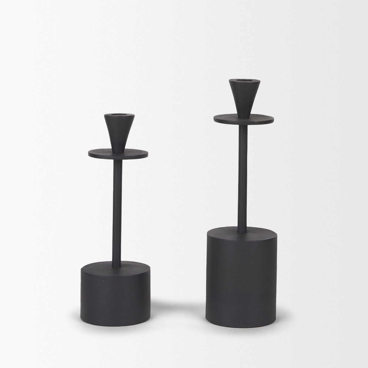 Petria Matte Black Textured Metal Taper Candle Holders from Mercana - Luna Furniture