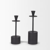 Petria Matte Black Textured Metal Taper Candle Holders from Mercana - Luna Furniture