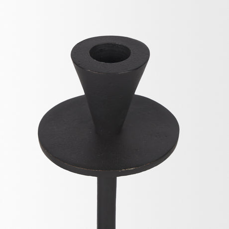 Petria Matte Black Textured Metal Taper Candle Holders from Mercana - Luna Furniture