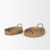 Wheaton Light Brown Wood w/ Natural Jute Serving Trays from Mercana - Luna Furniture