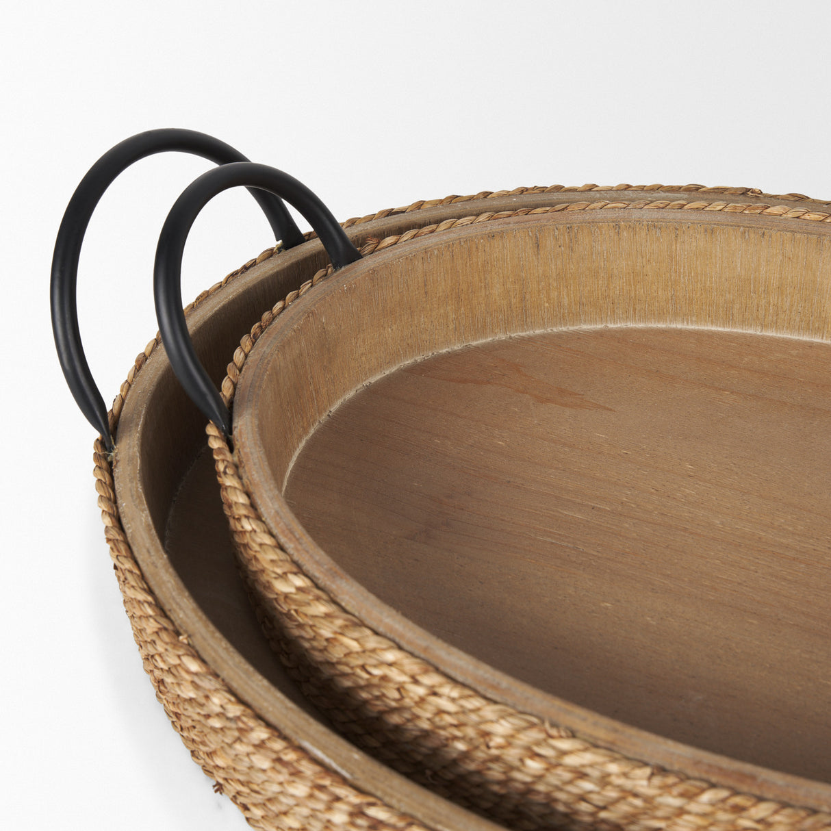 Wheaton Light Brown Wood w/ Natural Jute Serving Trays from Mercana - Luna Furniture