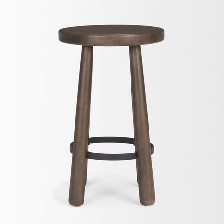 Weldon Dark Brown Wood w/ Matte Black Metal Counter Stool from Mercana - Luna Furniture