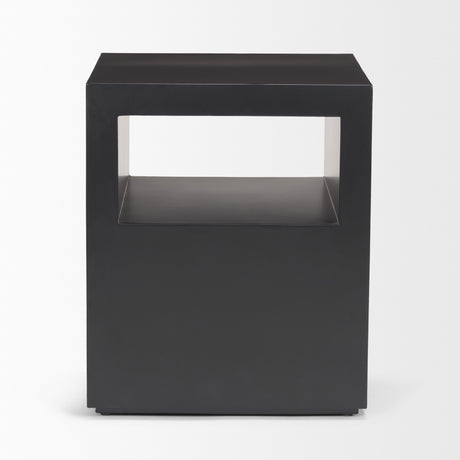 Vondra Matte Black Metal w/ Open Shelves Side table from Mercana - Luna Furniture
