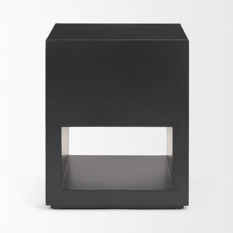 Vondra Matte Black Metal w/ Open Shelves Side table from Mercana - Luna Furniture