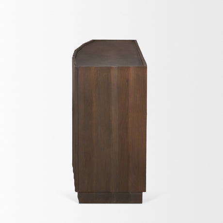 Swanson Dark Brown Wooden Scalloped Sideboard from Mercana - Luna Furniture