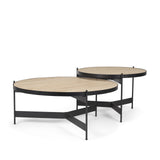 Wade Travertine Marble w/ Matte Black Metal Coffee Tables from Mercana - Luna Furniture