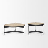 Wade Travertine Marble w/ Matte Black Metal Coffee Tables from Mercana - Luna Furniture