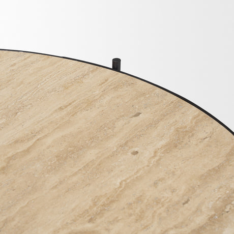 Wade Travertine Marble w/ Matte Black Metal Coffee Tables from Mercana - Luna Furniture