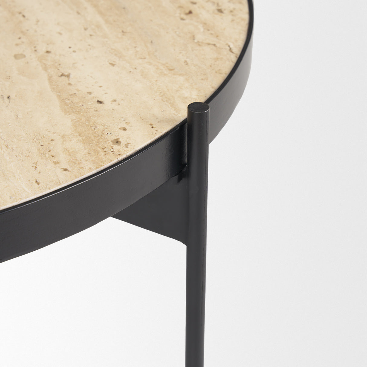 Wade Travertine Marble w/ Matte Black Metal Coffee Tables from Mercana - Luna Furniture